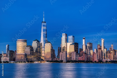 Wallpaper Mural Illuminated New York City Skyline View at Dusk, New York Torontodigital.ca