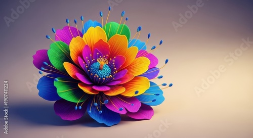 A single, colorful bloom resting on a soft background, symbolizing hidden messages, communication, and silent devotion or affection, floral, concept, meaning