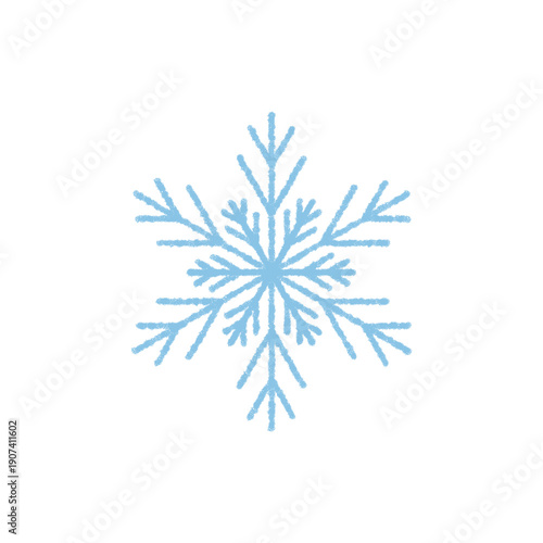 Blue chalk snowflake symbol highlights winter element and cold ice motif. Frozen decoration and xmas frost detail bring chill with seasonal accent, perfect for holiday ornament festive mood.