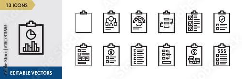 Financial Statement Document Line Icon