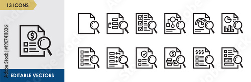 Financial Statement Document Line Icon