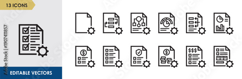 Financial Statement Document Line Icon