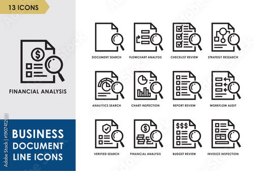 Financial Statement Document Line Icon