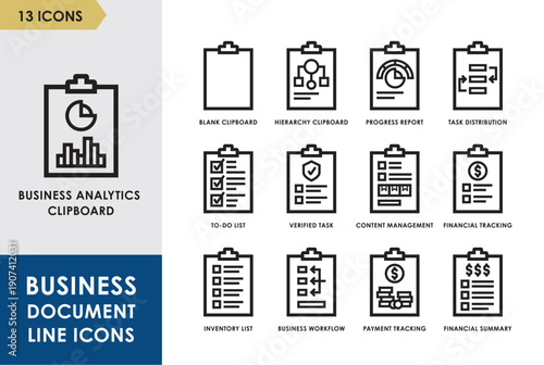 Financial Statement Document Line Icon