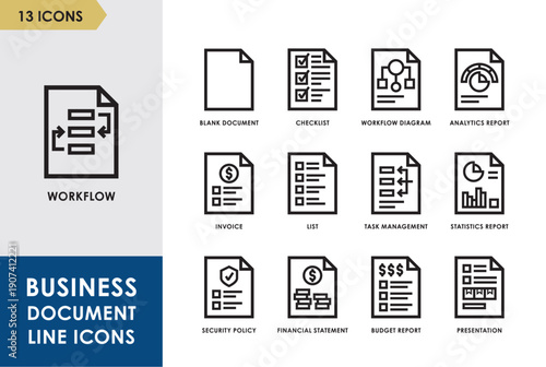 Financial Statement Document Line Icon