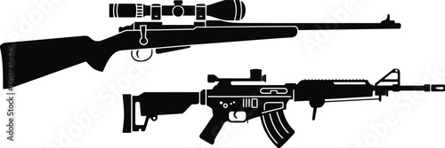 Firearm vector icon set Vector