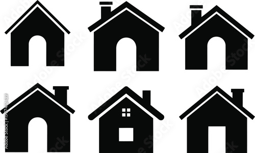 House silhouette icon set Vector