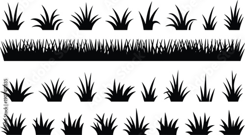 Grass and lawn care vector icon set Vector
