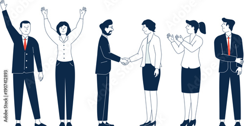 Successful partnership. Deal handshake. Business team illustration