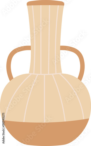 Clay pottery interior element. Retro antique vase