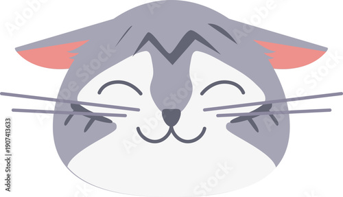 Happy cat face. Delighted joyful animal emotion