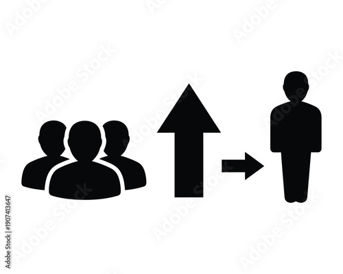 Leadership and individuality concept with group and single person