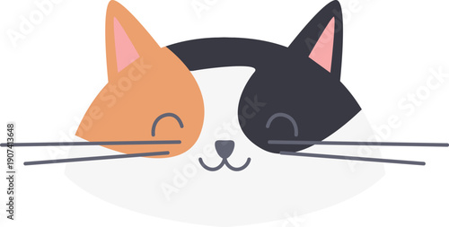 Adorable cat smiling. Happiness and positive mood icon