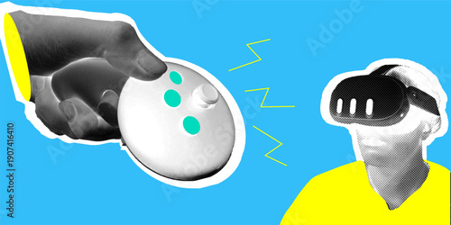 a person wearing virtual reality glasses