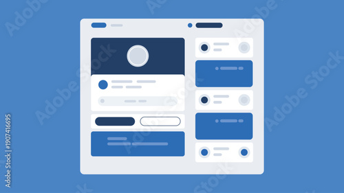 Modern Web Dashboard UI Interface Template with Widgets and Cards Vector