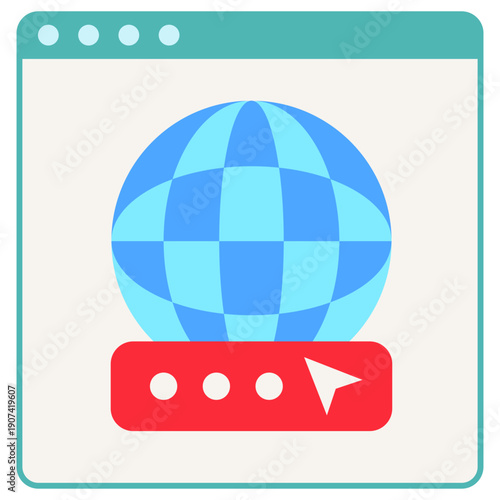 Domain Flat Color Icon, Mini Illustration For Modern Concept, Ui, Ux Web And App Development. Related To Seo And Online Marketing.