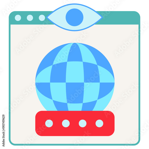 Visibility Flat Color Icon, Mini Illustration For Modern Concept, Ui, Ux Web And App Development. Related To Seo And Online Marketing.