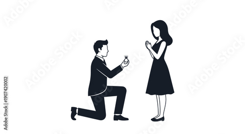 Man Proposing to Woman on One Knee.