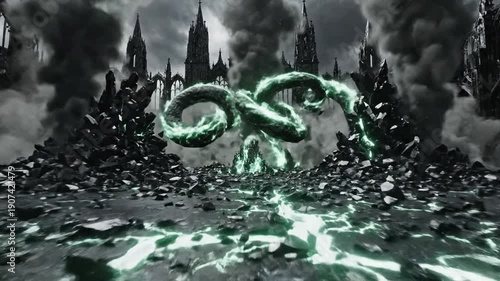 Epic Fantasy Realm Destruction - A Cinematic Visual Spectacle of Chaos and Power.