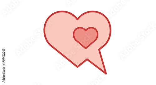 Pink Heart Shaped Speech Bubble Icon.