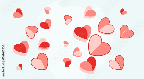 Red and Pink Hearts Floating Freely.