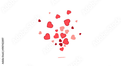 Red and Pink Hearts Floating in Air.