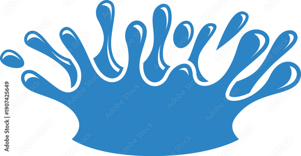 Obraz premium Splash crown logo. Blue liquid flow motion