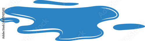 Ground puddle. Water stain. Blue paint spill