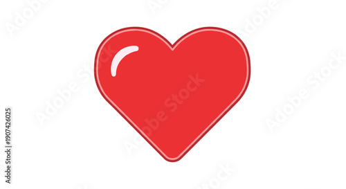 Red Heart Icon on White Background.