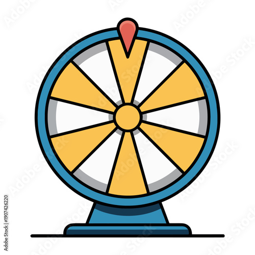 A colorful spinning wheel symbolizes chance and opportunity in games and contests.