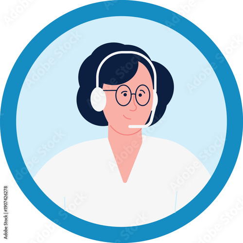 Phone support worker. Business service. Woman in headset