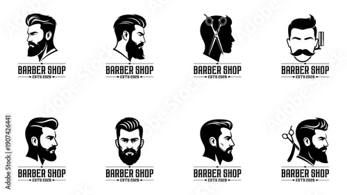 Vintage Barber Branding Logo Pack with Razor Symbol