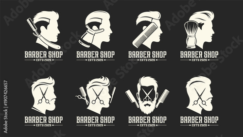 Barber Shop Badge Pack with Scissors and Comb Icons
