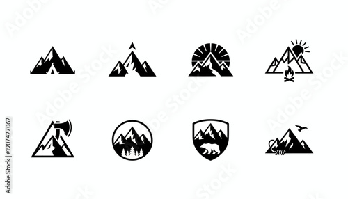 Abstract Mountain Logo Icons