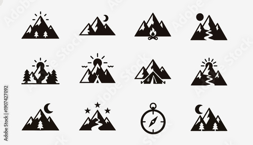 Nature Landscape Mountain Logo Icons