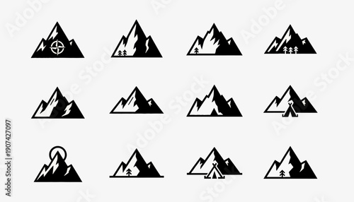 Abstract Outdoor Mountain Logo Set