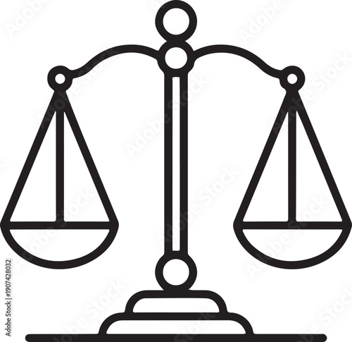 A simple line drawing of a balance scale with two empty pans