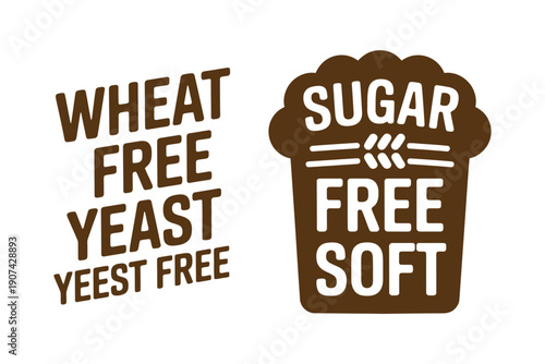 Wheat Free Yeast Free Brown Text Over White Background