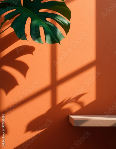 Minimal Tropics — Floating Shelf with Organic Shadow