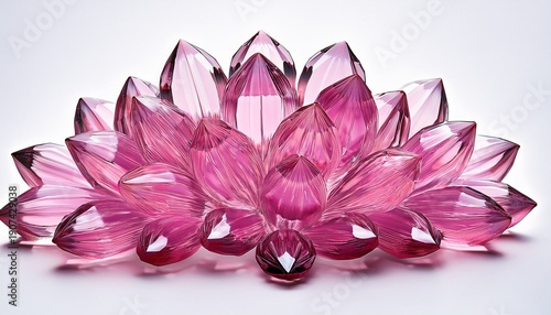Pink Crystal Flower Ornament Isolated On White Transparent Background