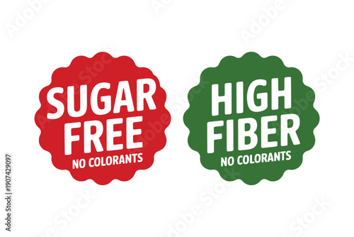 Red Sugar Free No Colorants Label Sticker Design