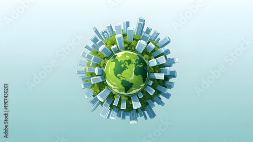 Wallpaper Mural Eco City Globe: Sustainable Urban Development, Green Planet, Modern Architecture, Global Environment Torontodigital.ca