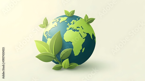 Wallpaper Mural Green Planet Earth with Growing Leaves - Eco-Friendly Concept Torontodigital.ca