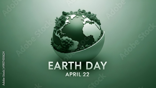 Wallpaper Mural Earth Day Globe with Lush Green Trees and Continents, April 22 Celebration Torontodigital.ca