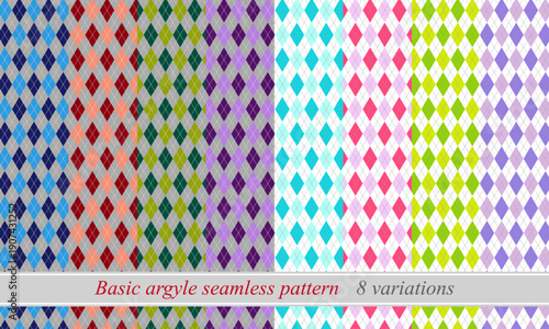 ベーシックなアーガイルのシームレスパターンセット	