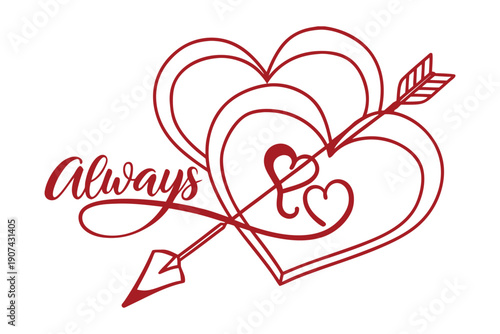 Red heart with an arrow and the word always inside