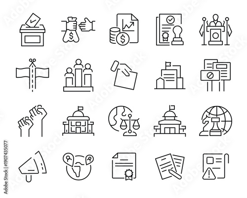 Politics Diplomacy icon set.