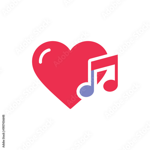 A vibrant illustration of a heart and music note in vector graphic form conveys love and harmony.