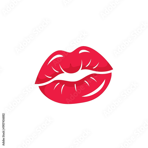 The illustration depicts a close-up vetcor style of red lips.