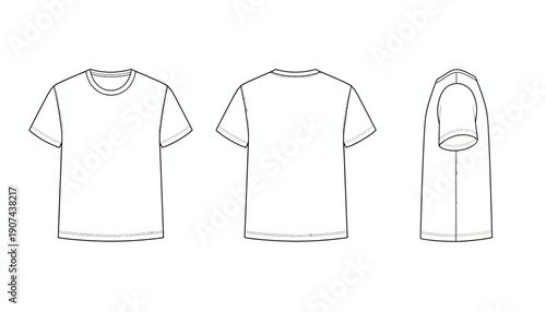 Simple line drawing of a t-shirt from different angles.